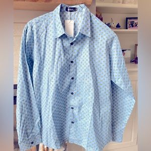 JOGAL Mens Floral Dress Shirt Long Sleeve Printed Casual Button Down Shirt XL
